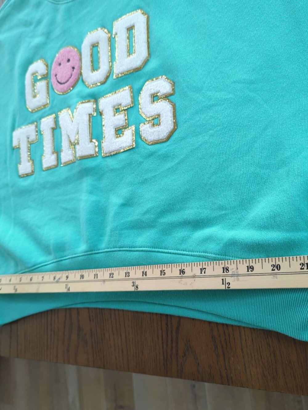 Judith March Good Times Sweatshirt Size S Teal GOOD TIMES Made USA - Picture 7 of 11
